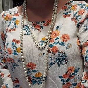 Faux pearl wrap necklace